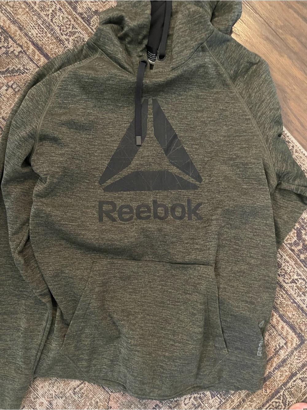 Reebok Men's Olive Green Crewneck Hoodie with Logo
